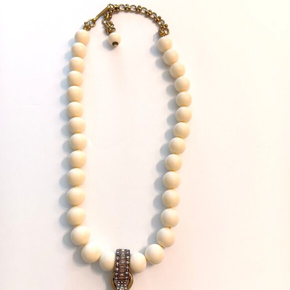 Heidi Daus Cream Glass Beaded & Enamel Amber Crystal Necklace & Earring Set - Picture 5 of 8